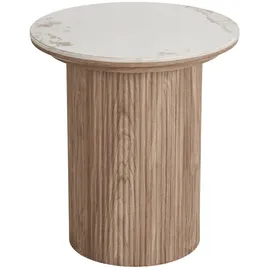 House Nordic Beistelltisch ATHENS, Ø 45 cm - Braun Creme MDF - Keramik