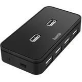 Hama 7 Ports, USB 2.0, 480 Mbit/s, inkl. Kabel und Netzteil