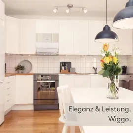Wiggo Dunstabzugshaube 50cm kopffrei I Abluft Umluft Dunstabzug 300m3/h - LED Touch-Display 3 Stufen I Schräghaube inkl. Fettfilter & 2x Kohlefil...