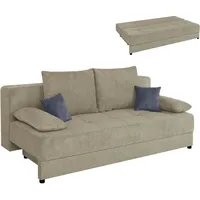 Schlafsofa - beige - Boxspring - mit Staukasten