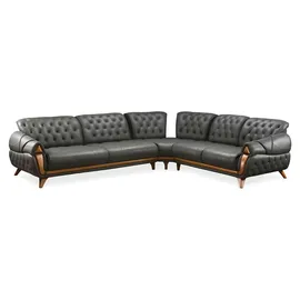 aea Eckcouch Leder 2-Sitzer Schwarz