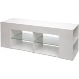 Mendler TV-Rack HWC-L36, TV-Board Fernsehtisch Lowboard TV-Schrank Kommode, Holz 50x144x40cm Staufach, hochglanz weiß
