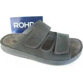 ROHDE Pantoletten Clogs Leder Klettverschluss Alassio 6240, Größe:43 EU, Farbe:Schwarz