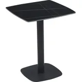 Casa Dolce Quadratischer Esstisch ANTON, schwarze Keramiktischplatte mit goldenen Adern, 60x60x75 cm, Metallgestell, 30 kg Tragkraft - Schwarz