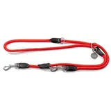 LIONTO verstellbare Hundeleine Doppelleine rot