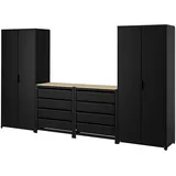IKEA BROR Aufbew. mit Schrank/Werkbank schwarz/Kiefersperrholz