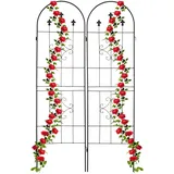 Relaxdays Rankgitter, 2er Set, HxB 180 x 50 cm, Metall, Rankhilfe für Kletterpflanzen, freistehend, zum Stecken, schwarz