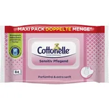 Cottonelle Feuchtes Toilettenpapier, Sensitive Pflegend - Parfümfrei, Biologisch Abbaubar, Plastikfrei, Wiederverschließbar, 1 x 84 Feuchttücher (Einzelpack)