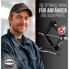 Heyner HEYNER® Scherenwagenheber, Wagenheber mit Kurbel und Gummiauflage, 0,8t für Anhänger/PKW - mit Tasche