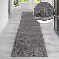 OTTO home Hochflor-Teppich OTTO HOME "Viva Shaggy, in Standard- und Premium-Qualität, 30 mm oder 45 mm Höhe" Gr. 11, grau (stone), B:67cm H:30mm L:230cm, Kunstfaser, Teppiche, Uni Farben, einfarbig, weich, kuschelig, Läufer, Kundenliebling