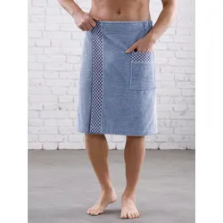 Kilt FEEL GOOD Gr. 2, blau (jeansblau, ecru, meliert), 2, Baumwolle, Hausmäntel