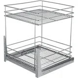 STOLMET Schrankauszug Schrankkorb mit Vollauszug Ausziehbare Küchenschublade mit Soft Close System Korbauszug für Küchenschrank Schrank mit Außenbreite von 50 cm 2 Ablagen 480 x 545 x 450 mm Silber