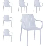 VORTIVO Gartenstuhl stapelbar – wetterfest, bis 200 kg, für Balkon, Terrasse & Esszimmer (6 St), bis zu 200 kg belastbar weiß