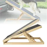 Hundetreppe Klappbar, Hunderampe für Sofa Auto und Bett, Rampe Hund aus Holz, Haustiertreppe Länge 100cm Einstellbar 30/40/50/60cm Höhenverstellbare, Rutschfestem Teppich