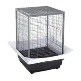 Metall Vogelkäfig 60 cm – Papageienkäfig mit Schublade & Griff – rechteckiger Vogelkäfig mit Holzständer für kleine Vögel - Schwarz