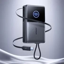Joyroom JR-PR1 10000mAh 22.5W Powerbank mit integriertem einziehbarem USB-C-Kabel - Schwarz
