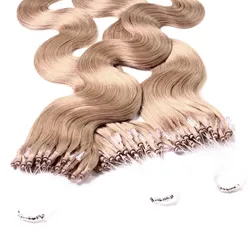 hair2heart Microring Extensions Echthaar #8/01 Hellblond Natur-Asch 1g 60cm Hellbraun Damen 