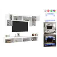 vidaXL TV-Schrank TV-Lowboard 6-tlg Wohnwand mit LED-Beleuchtung Weiß Holzwerkstoff weiß