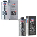 Liqui Moly Motor Clean 500ml effektive Entfernung von Verschmutzungen vor dem Ölwechsel | Motor Protect 500ml Verschleißschutzadditiv | Motoröl Additiv Set für Diesel- & Benzin-Motoren