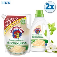 CHANTE CLAIR Sapone da Bucato Muschio Bianco, Flüssigwaschmittel + Nachfüllpack