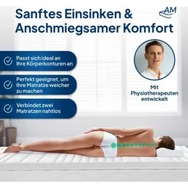 AM Qualitätsmatratzen Visco Topper 90 x 210 cm weiß