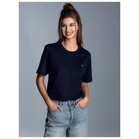 TRIGEMA T-Shirt "TRIGEMA Classic Tee", Damen, Gr. XL, blau (navy), Single Jersey, 100% Baumwolle, Basic, lang, Rundhals, Shirts T-Shirt