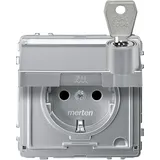 Merten MEG2316-7260 Schutzkontakt-Steckdose, Klappdeckel, abschließbar, versch. Schließungen, aluminium,