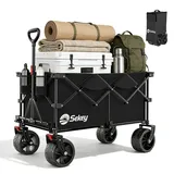 Sekey XXL Plus Bollerwagen Faltbar mit Extra Breite Räder, Faltbollerwagen belastbar 200kg Handwagen Klappbar Transportwagen, Schwarz - Schwarz