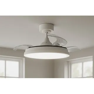 Melitec Deckenlampe mit Ventilator, Deckenventilator mit Beleuchtung, RGB, weiß,