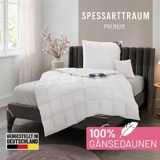 SPESSARTTRAUM Gänsedaunenbettdecke SPESSARTTRAUM "Premium****, hergestellt in Deutschland, Bettdecken für Sommer, Winter", weiß, B:155cm L:220cm, Bezug: 100% Baumwolle. Füllung: 100% Gänsedaunen, Bettdecken, 4 Wärmeklassen & 5 Größen, Bestseller
