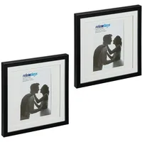 Relaxdays Bilderrahmen 2er Set, 25x25 cm, quadratisch, Fotorahmen zum
