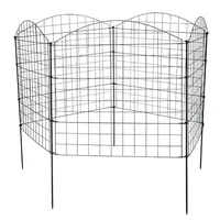 Garmix Teichzaun-Set 11-teilig 71x53cm/71x71cm/71x79cm 6x6cm Schwarz oder Grün ... (Oberbogen 71x79cm, Schwarz)