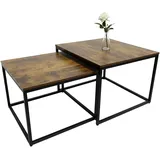 Relaxdays Beistelltisch Braun Schwarz Metall 75 x 42 cm