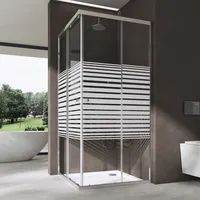 SoGood doporro Duschkabine 70x70cm Eckeinstieg Duschabtrennung Milchglas Streifen Eckdusche ESG Glas Höhe 190cm Ravenna16MS plus - Transparent/milchig