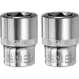 QUARKZMAN 1/2" x E24 Torx Bit Set, 2 Stück Torx Nuss Set Schrauber Sechskant Steckschlüsseleinsätze, Antrieb Tiefnuss Stern-Stecknuss für Auto Reparaturen Hauswartung DIY Handarbeit
