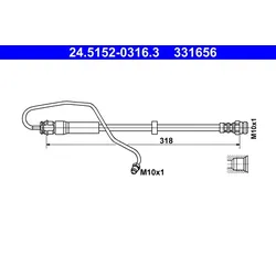 ATE Bremsschlauch vorne links mit Rohrleitung für VAG 8W0611707B 24.5152-0316.3