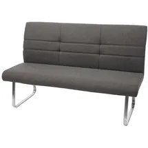 Mendler Sitzbank HWC-G55, Esszimmerbank Bank, Stoff/Textil Edelstahl gebürstet ~ grau-braun 160cm