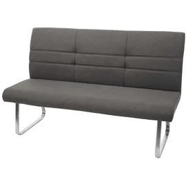 Mendler Sitzbank HWC-G55, Esszimmerbank Bank, Stoff/Textil Edelstahl gebürstet ~ grau-braun 160cm