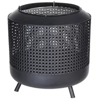 PROGARDEN Feuerkorb mit Grillrost 50x51 cm Schwarz