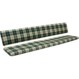 DEGAMO Bankauflage 195 x 60 x 10 cm grün/beige kariert 2-tlg.