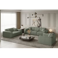 Sofaset Designersofa CELES 3-2-1 in Stoff Scala Olivgrün