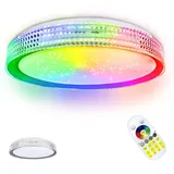 UISEBRT 60W Deckenleuchte LED Deckenlampe Acryl Ø50CM Dimmbar RGB mit Fernbedienung 2800-6500K Kreative Sternenlicht Rund für Schlafzimmer Wohnzimmer Küche Flach Lampe