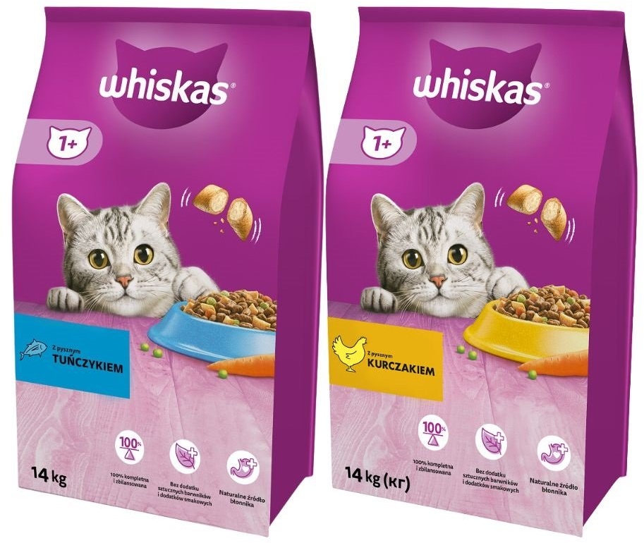 WHISKAS Adult 14 kg mit Huhn und Gemüse + WHISKAS Adult 14 kg mit Thunfisch und Gemüse