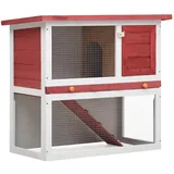 ZEYUAN Kaninchenstall 1 Tür, Hasenstall, Hasenkäfig, Doppelhausninchenställe,Tierhaus, Kleintierstall, Kaninchenhaus, Haustierstall, Kaninchen Häuser, Rot Holz