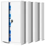 Jan 4er Set Aktenschrank C001 Stahlschrank Werkzeugschrank Lagerschrank Universalschrank Pulverbeschichtung Flügeltüren 185 cm x 90 cm x 40 cm weiß/weiß