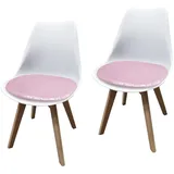 Hti-Living Esszimmerstuhl 2er Set Kunstleder rosa/weiß
