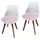 Hti-Living Esszimmerstuhl 2er Set Kunstleder rosa/weiß