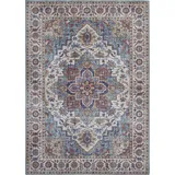 -luxor- living Teppich Wohnzimmer Bonum im Vintage Design - Wohnzimmerteppich Teppich Kurzflor Digitaldruck in zeitlosem Design Blau 200 x 290 cm