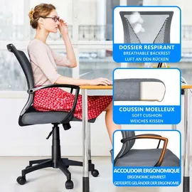 VOUNOT Bürostuhl ergonomisch Grau