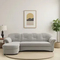 Ecksofa DOMO COLLECTION "Flores Schlafsofa, B/T/H: 233/142/86 cm, L-Form" Sofas Gr. B/H/T: 231cm x 84cm x 142cm, Luxus-Microfaser, Recamiere links, mit Funktion-ohne Federkern, silberfarben (silber) wahlweise mit Bettfunktion, Federkern, auch in Leder